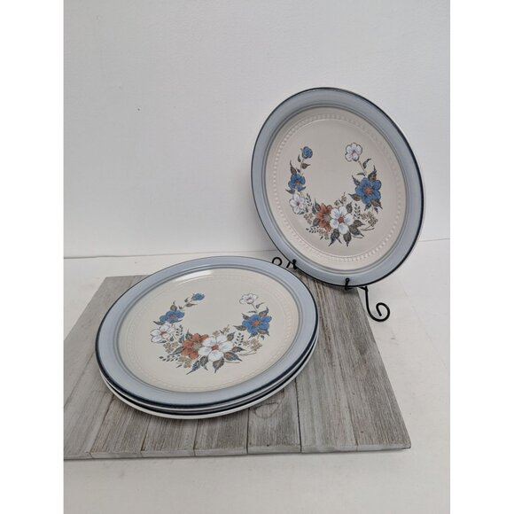 Vintage Johann Haviland Blue Bouquet Crowning Fashion Dinner Plates Set of 3 - Picture 1 of 6